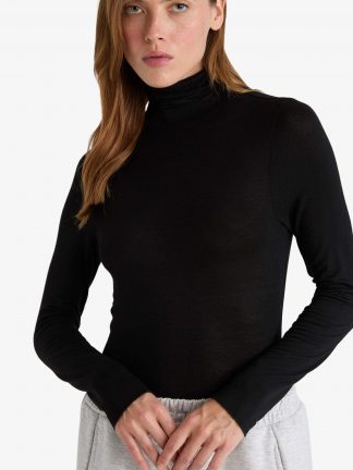 تی‌شرت آستین بلند زنانه مشکی دفکتو