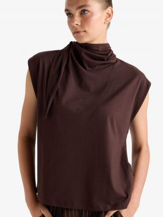 بلوز زنانه قهوه ای دفکتو