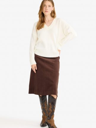 دامن میدی زنانه قهوه ای دفکتو