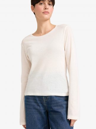 تی‌شرت آستین بلند زنانه سفید دفکتو