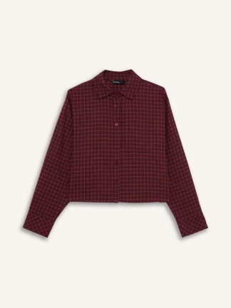 شومیز زنانه زرشکی دفکتو