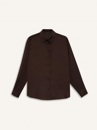 شومیز زنانه قهوه ای تیره دفکتو