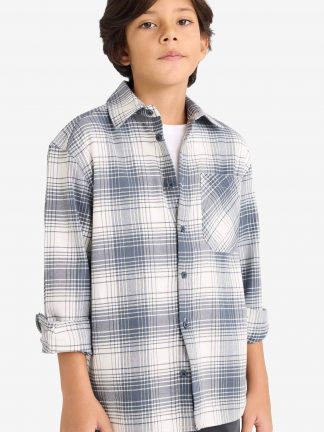 پیراهن پسرانه آبی نفتی روشن (فرعی) (مادر: آبی نفتی) دفکتو