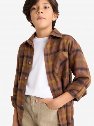 پیراهن پسرانه قهوه ای دفکتو