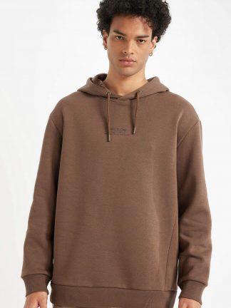 هودی مردانه قهوه ای روشن دفکتو