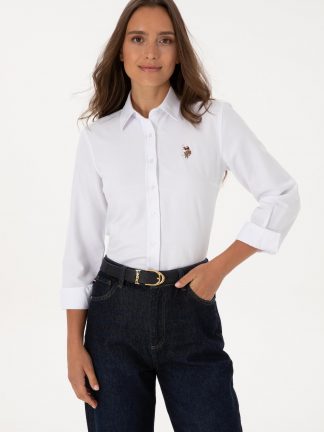 شومیز زنانه سفید یو اس پولو