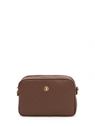 کیف دوشی زنانه قهوه ای روشن یو اس پولو