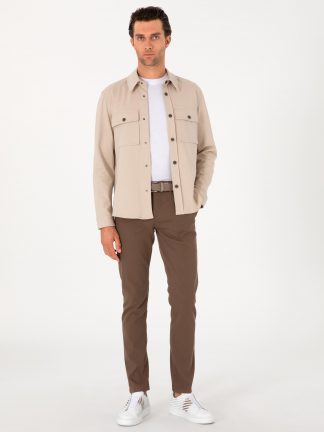 شلوار کتان مردانه قهوه ای کاشارل