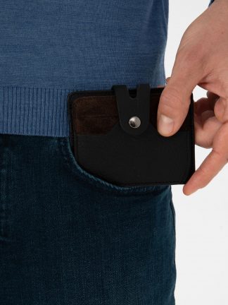 کیف پول و کارت مردانه مشکی کاشارل