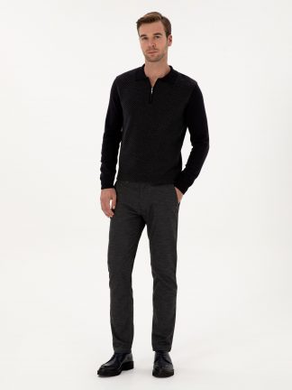 شلوار کتان مردانه خاکستری تیره کاشارل