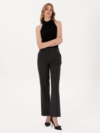 شلوار پارچه ای زنانه خاکستری تیره پیرکاردین