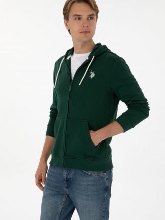 سویشرت مردانه سبز تیره یو اس پولو