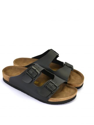 صندل مردانه مشکی دوبنده سگکدار مدل LENS اسلازنگر تصویر ۱