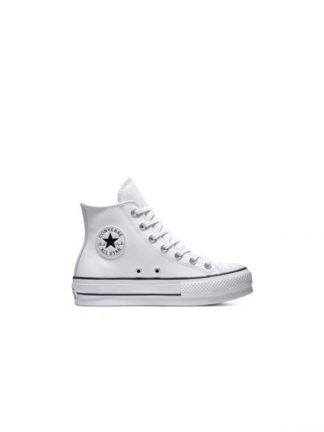 کفش کتانی ساقدار زنانه سفید مدل Chuck Taylor All Star Lift Platform Leather کانورس تصویر ۱