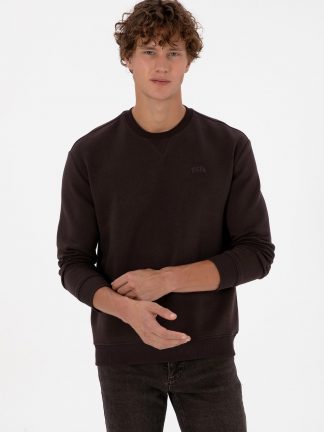 سویشرت مردانه قهوه ای تیره یو اس پولو