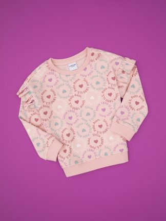 سویشرت دخترانه صورتی پودری یو اس پولو