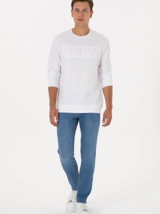 شلوار جین اسلیم فیت مردانه آبی روشن یو اس پولو