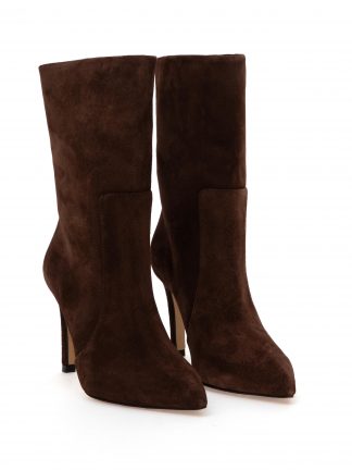 نیم بوت پاشنه دار زنانه چرم قهوه ای پیر کاردین