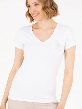 تیشرت زنانه سفید یو اس پولو