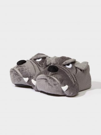 دمپایی روفرشی مردانه خاکستری مدل سگ عروسکی دفکتو