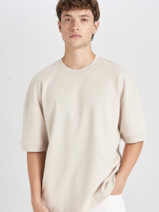 تی شرت مردانه بژ دفکتو تصویر ۱