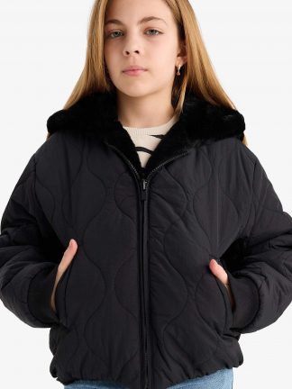 کاپشن دخترانه مشکی دفکتو تصویر ۱