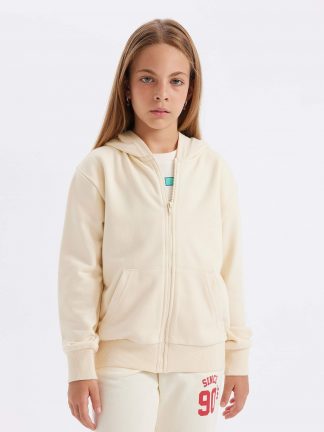 سویشرت دخترانه بژ دفکتو تصویر ۱