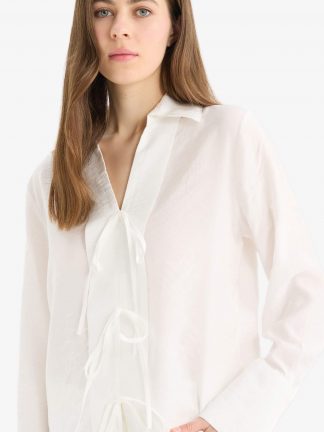 شومیز زنانه بژ دفکتو تصویر ۱