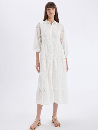 پیراهن ماکسی زنانه سفید دفکتو تصویر ۱