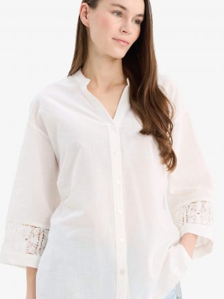 شومیز زنانه بژ دفکتو تصویر ۱