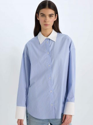 شومیز زنانه آبی دفکتو تصویر ۱