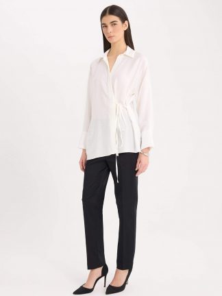 شومیز زنانه بژ دفکتو تصویر ۱