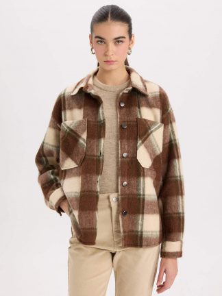 کت زنانه قهوه ای دفکتو تصویر ۱