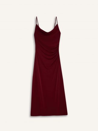 پیراهن زنانه زرشکی دفکتو تصویر ۱