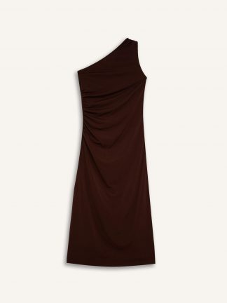 پیراهن میدی زنانه قهوه ای دفکتو تصویر ۱