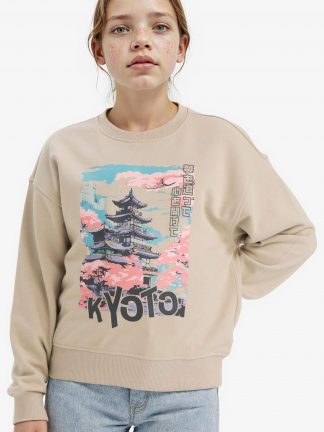 سویشرت دخترانه بژ دفکتو تصویر ۱