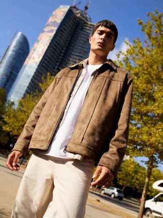 کاپشن مردانه بژ دفکتو تصویر ۱