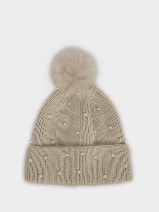 کلاه بافت دخترانه بژ دفکتو تصویر ۱