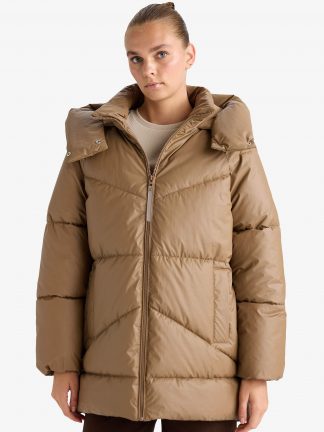 کاپشن زنانه قهوه ای دفکتو تصویر ۱