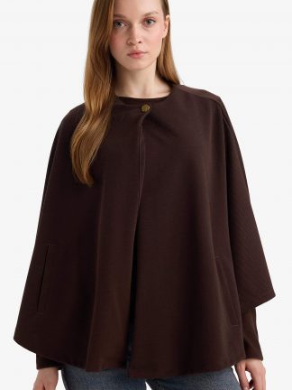 پانچو زنانه قهوه ای دفکتو تصویر ۱