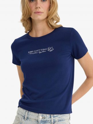 تیشرت زنانه سرمه ای دفکتو تصویر ۱