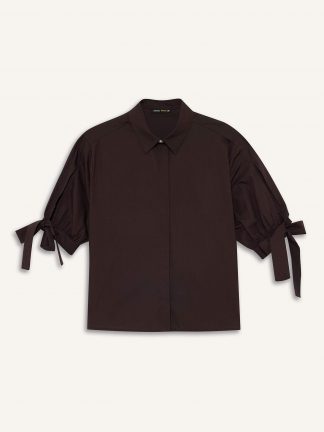 شومیز زنانه قهوه ای تیره دفکتو تصویر ۱