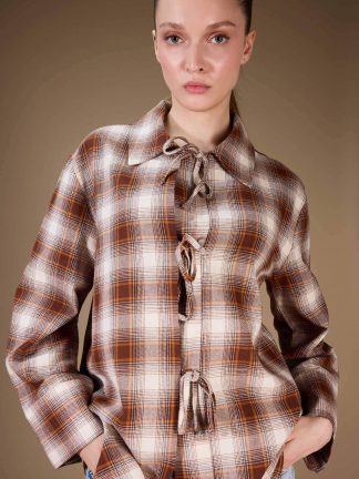 شومیز زنانه قهوه ای دفکتو تصویر ۱