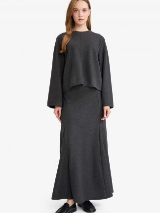 دامن ماکسی زنانه ذغالی تیره (فرعی) (مادر:ذغالی) دفکتو تصویر ۱