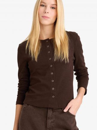 ژاکت زنانه قهوه ای دفکتو تصویر ۱