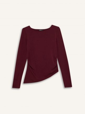 تیشرت زنانه زرشکی دفکتو تصویر ۱