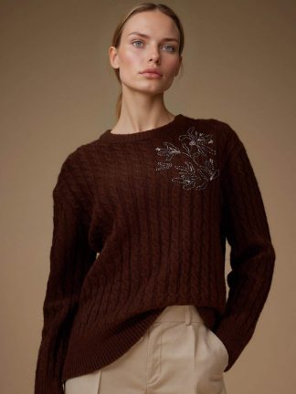 پلیور زنانه قهوه ای دفکتو تصویر ۱