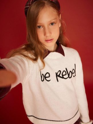 پلیور دخترانه بژ دفکتو تصویر ۱