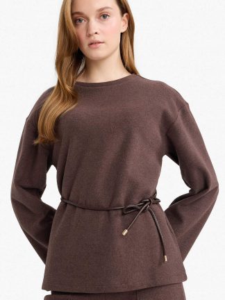 بلوز زنانه قهوه ای دفکتو تصویر ۱