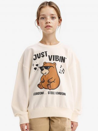 سویشرت دخترانه بژ دفکتو تصویر ۱